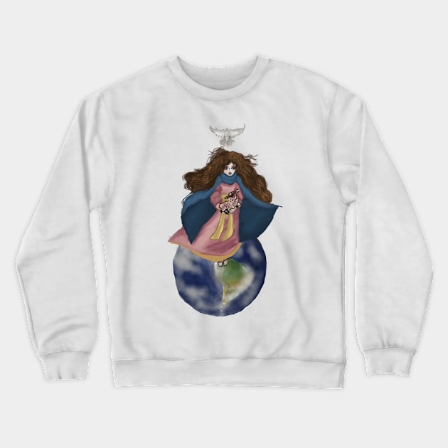 Our Lady Queen of Heavens and Earth Crewneck Sweatshirt by HappyRandomArt